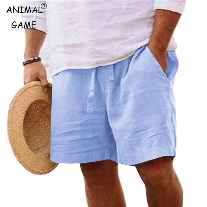 Men’s Cotton Linen Lightweight Gym & Beach Shorts