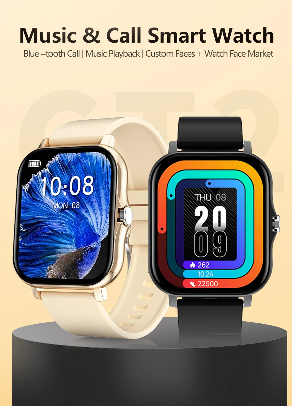 1.83'' Sports Smartwatch – Fitness & Call Tracker for iOS/Android