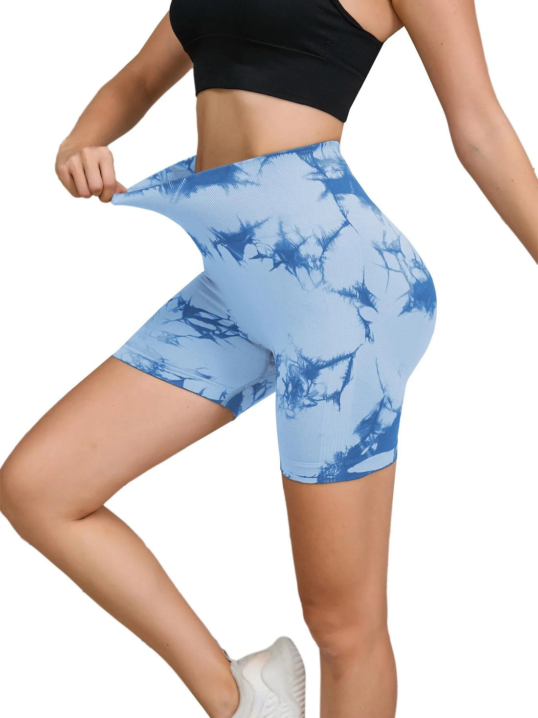 Tie-Dye Seamless High-Waist Yoga Shorts – Peach Lift