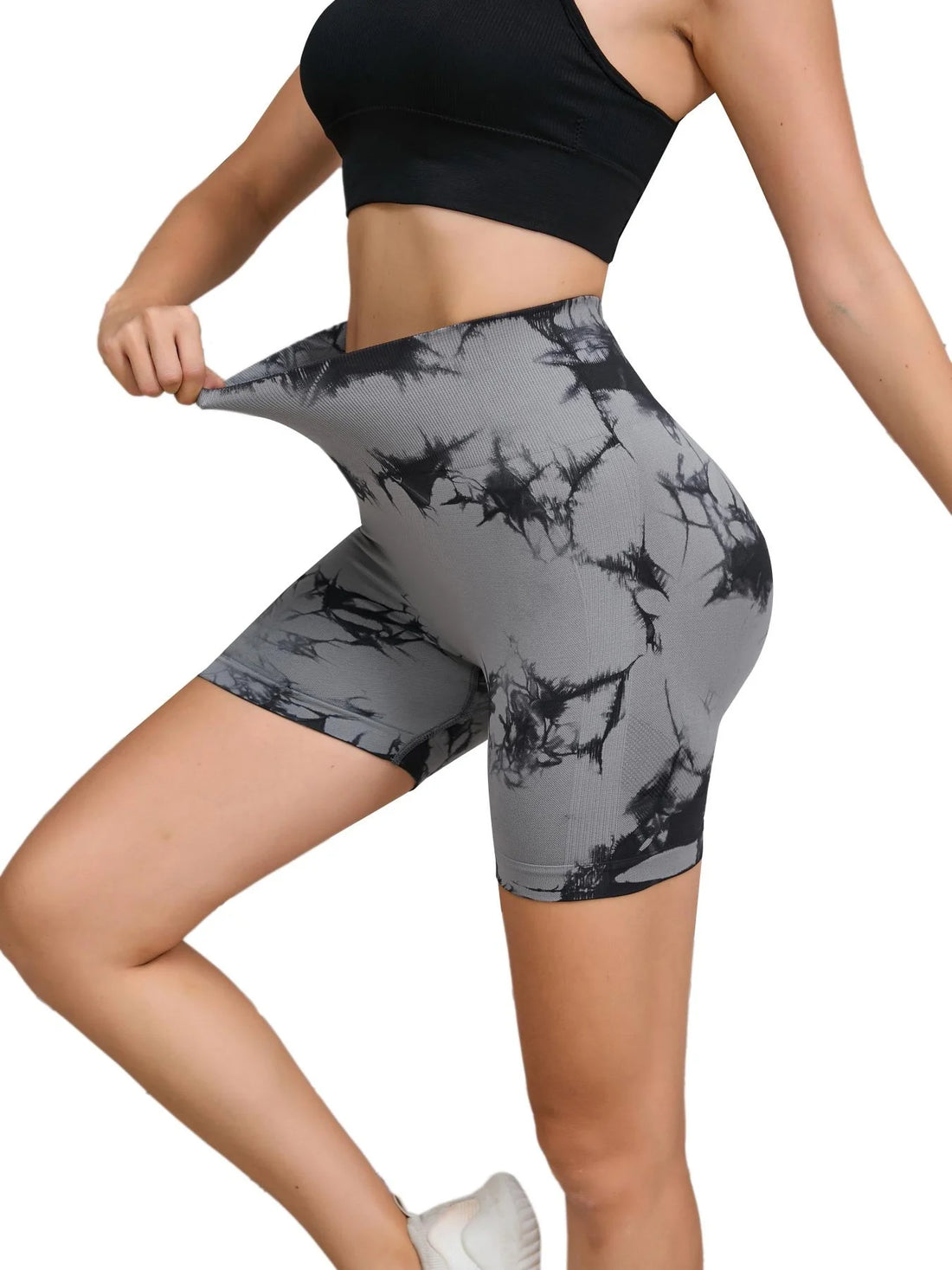 Tie-Dye Seamless High-Waist Yoga Shorts – Peach Lift