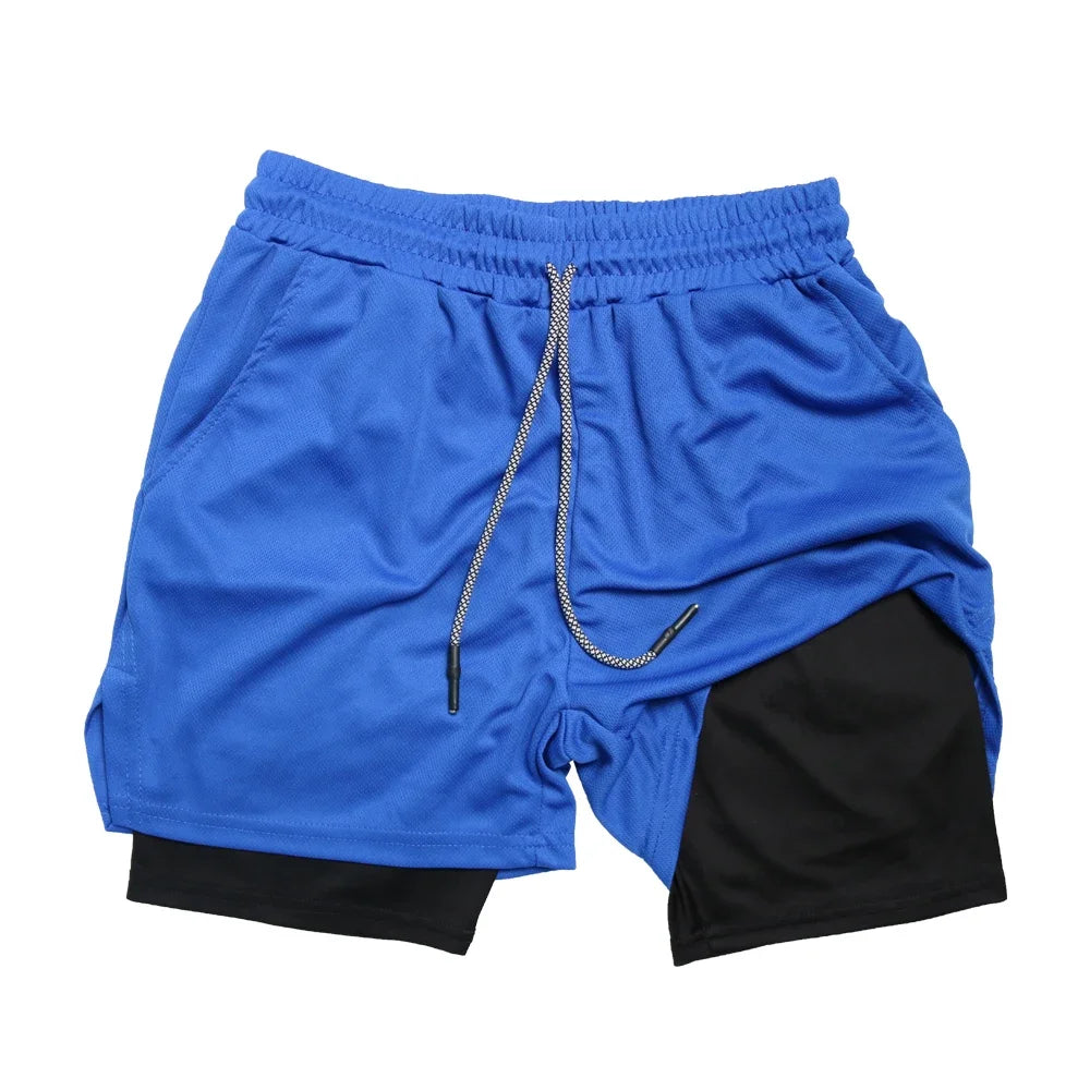 Men’s 2-in-1 Double Layer Fitness Shorts – Quick-Dry Workout Gear