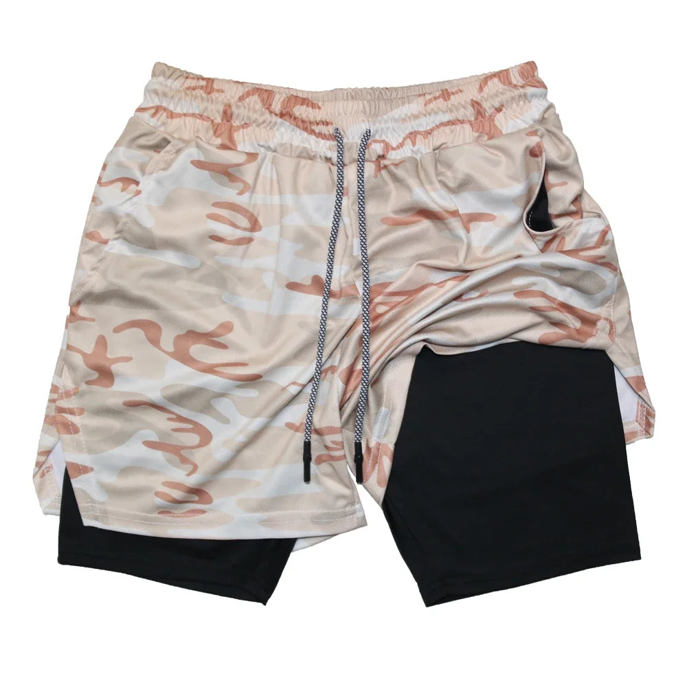Men’s 2-in-1 Double Layer Fitness Shorts – Quick-Dry Workout Gear