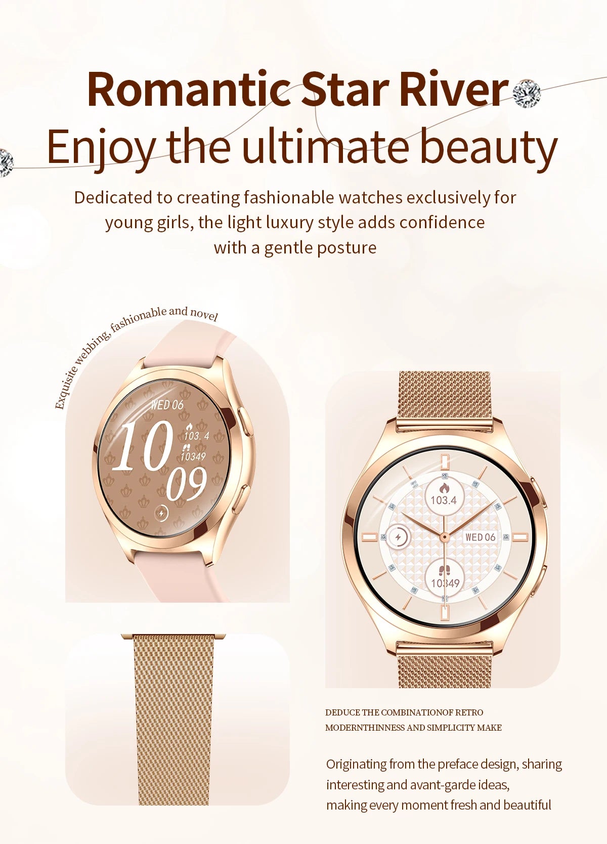 Ladies’ Bluetooth Smartwatch – Health & Outdoor Sports Tracker