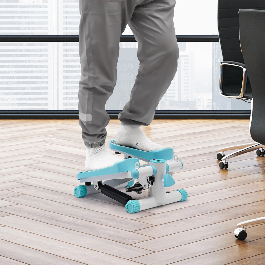 Portable Mini Fitness Stepper – with Resistance Bands (Blue)