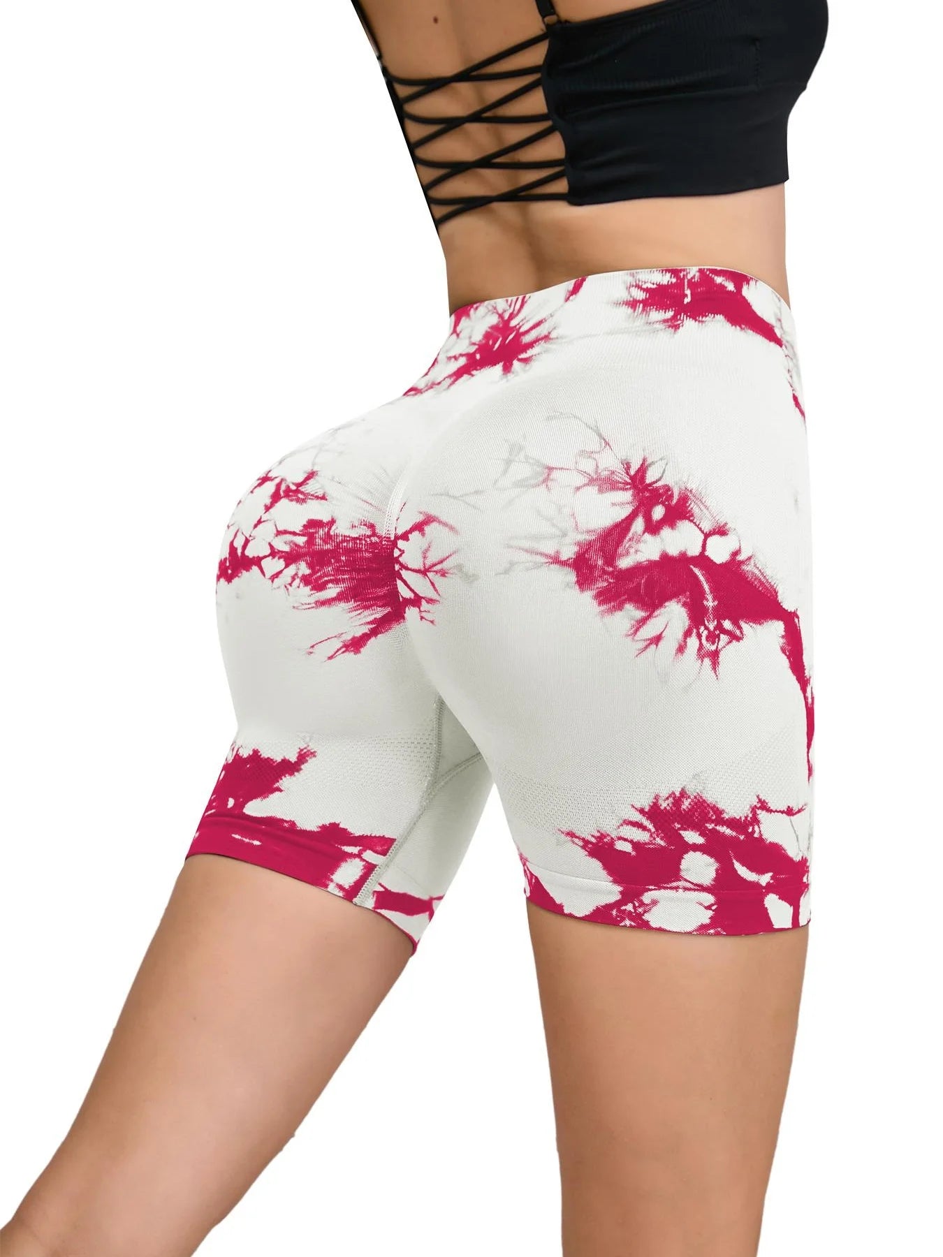 Tie-Dye Seamless High-Waist Yoga Shorts – Peach Lift