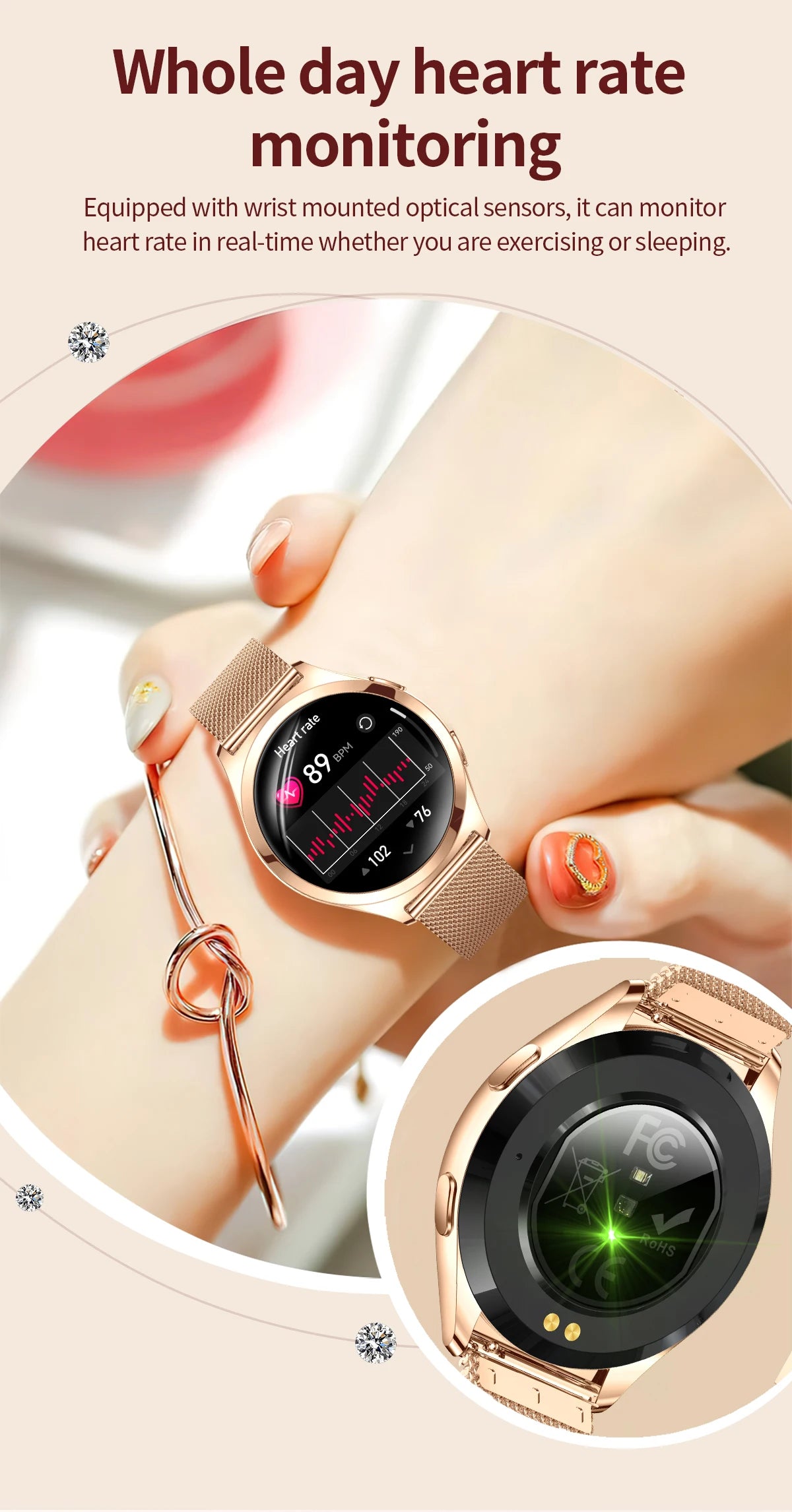 Ladies’ Bluetooth Smartwatch – Health & Outdoor Sports Tracker