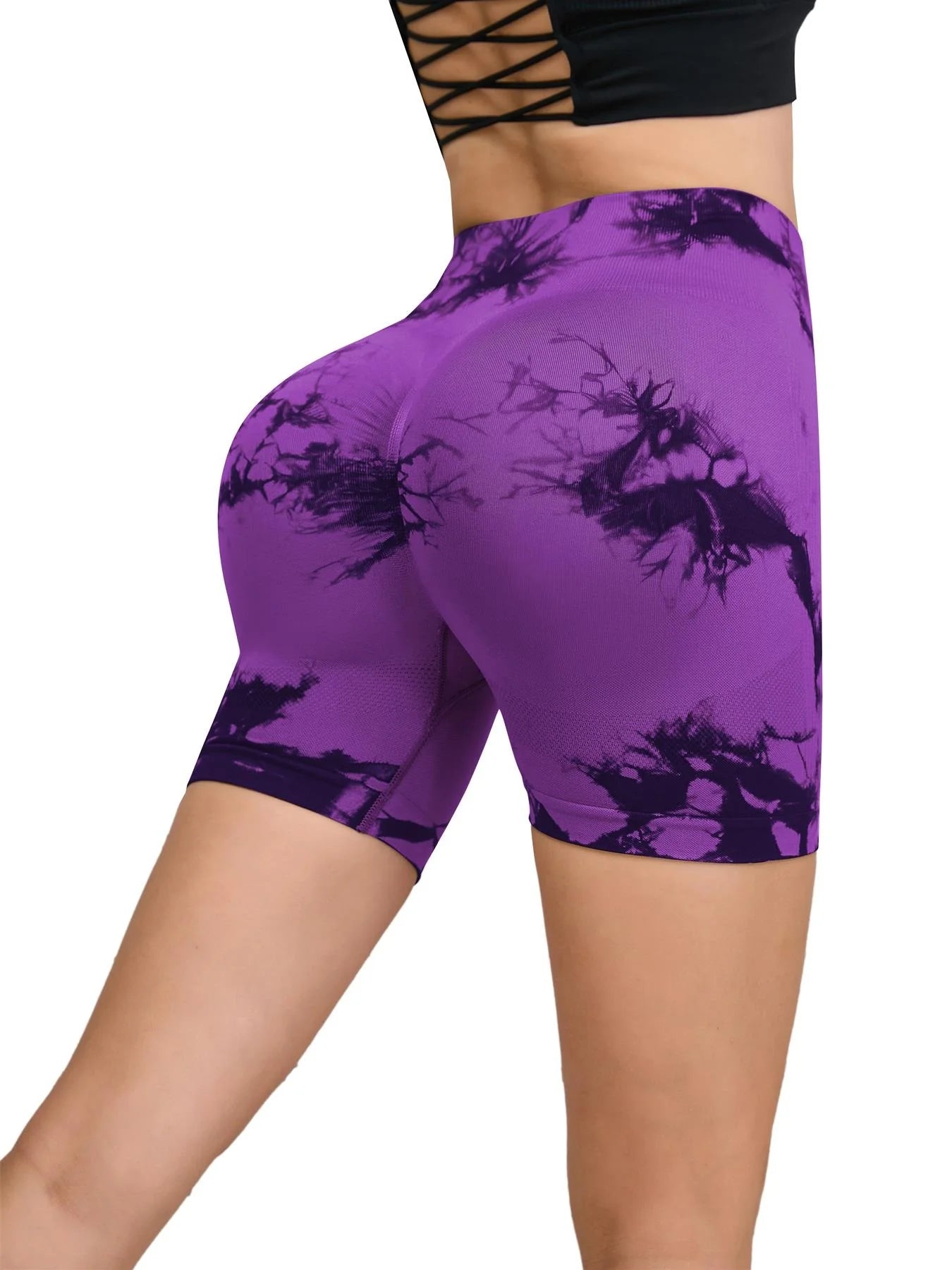 Tie-Dye Seamless High-Waist Yoga Shorts – Peach Lift