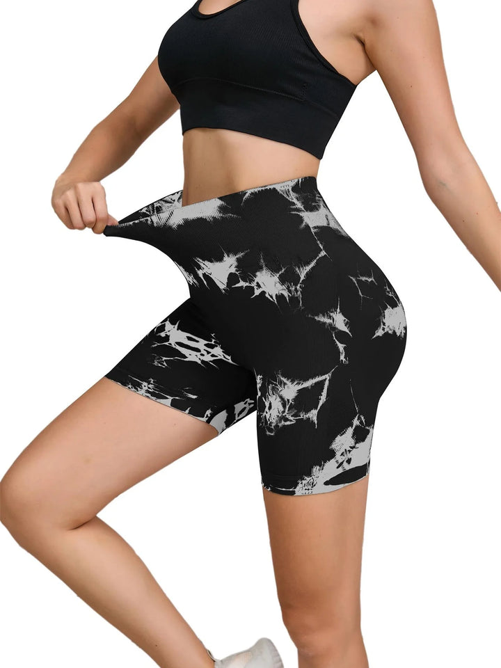 Tie-Dye Seamless High-Waist Yoga Shorts – Peach Lift