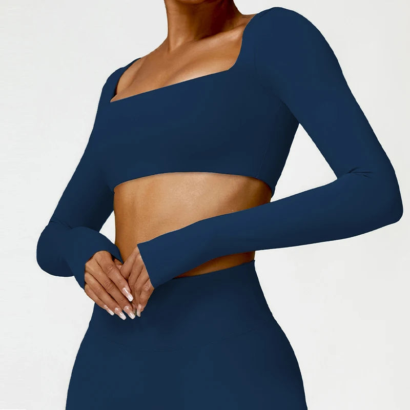 Women’s Long-Sleeve Sports Top – Yoga & Running Workout Shirt