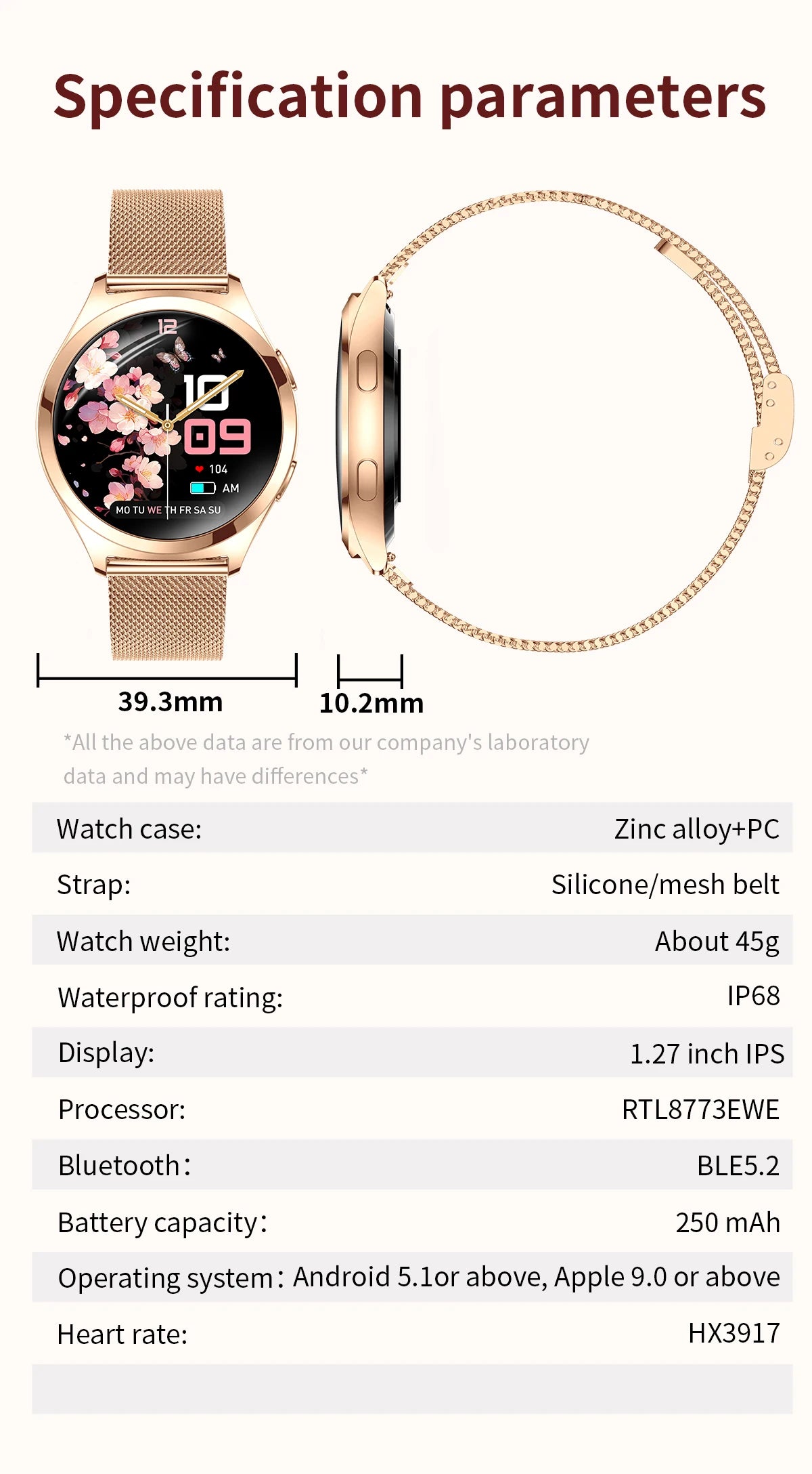 Ladies’ Bluetooth Smartwatch – Health & Outdoor Sports Tracker