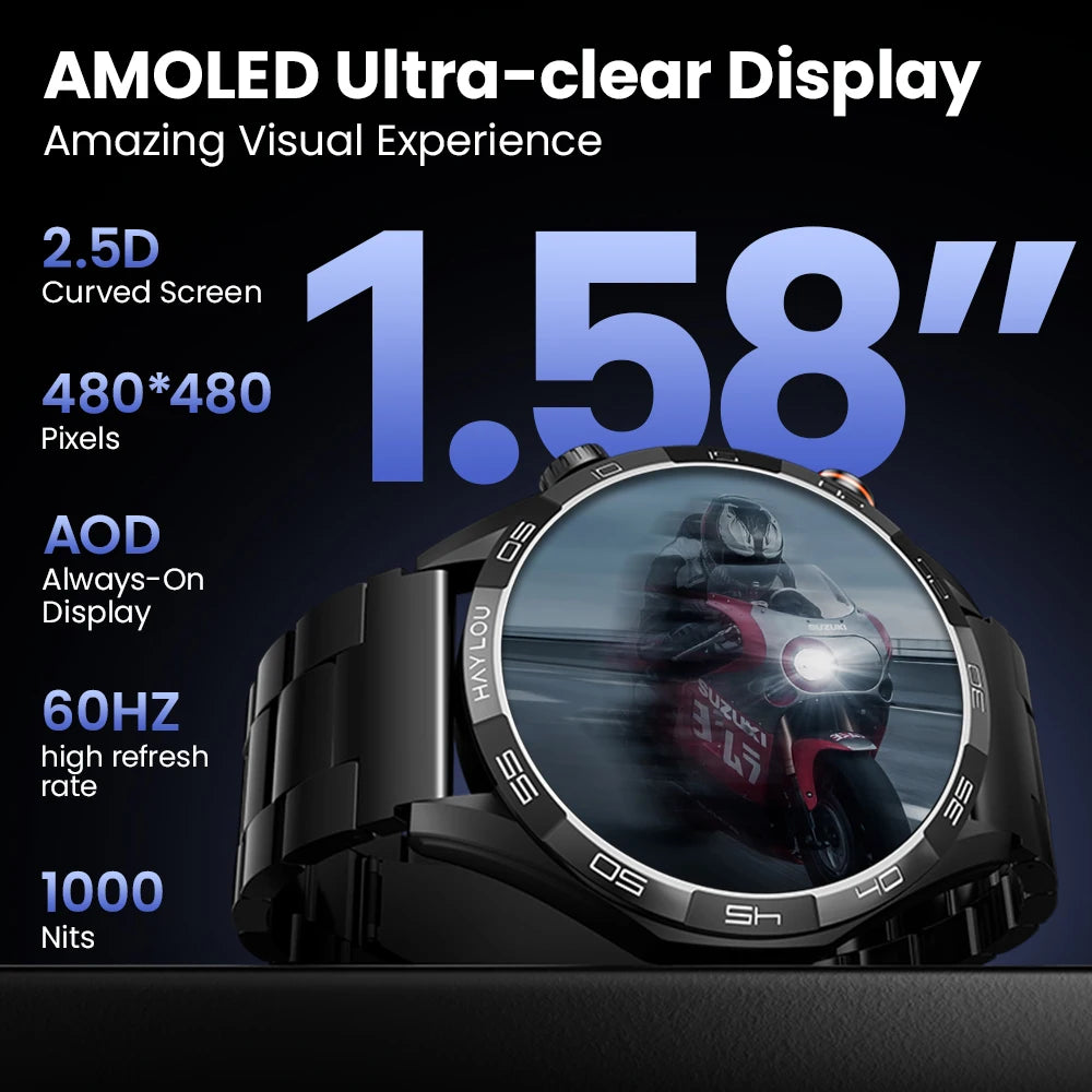 HAYLOU Solar 5 Smartwatch – 1.58" AMOLED, Voice Call, Health Tracker