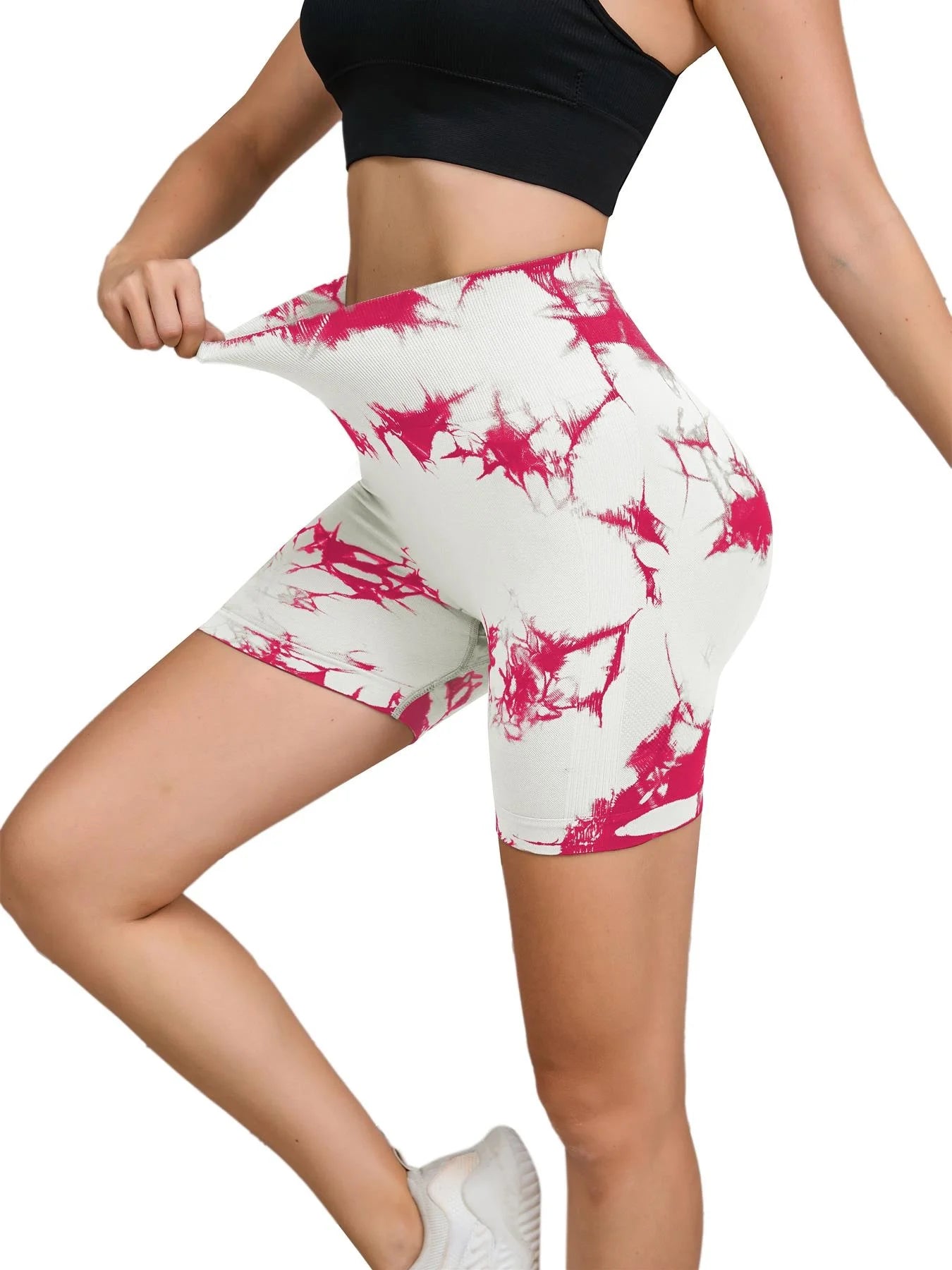 Tie-Dye Seamless High-Waist Yoga Shorts – Peach Lift