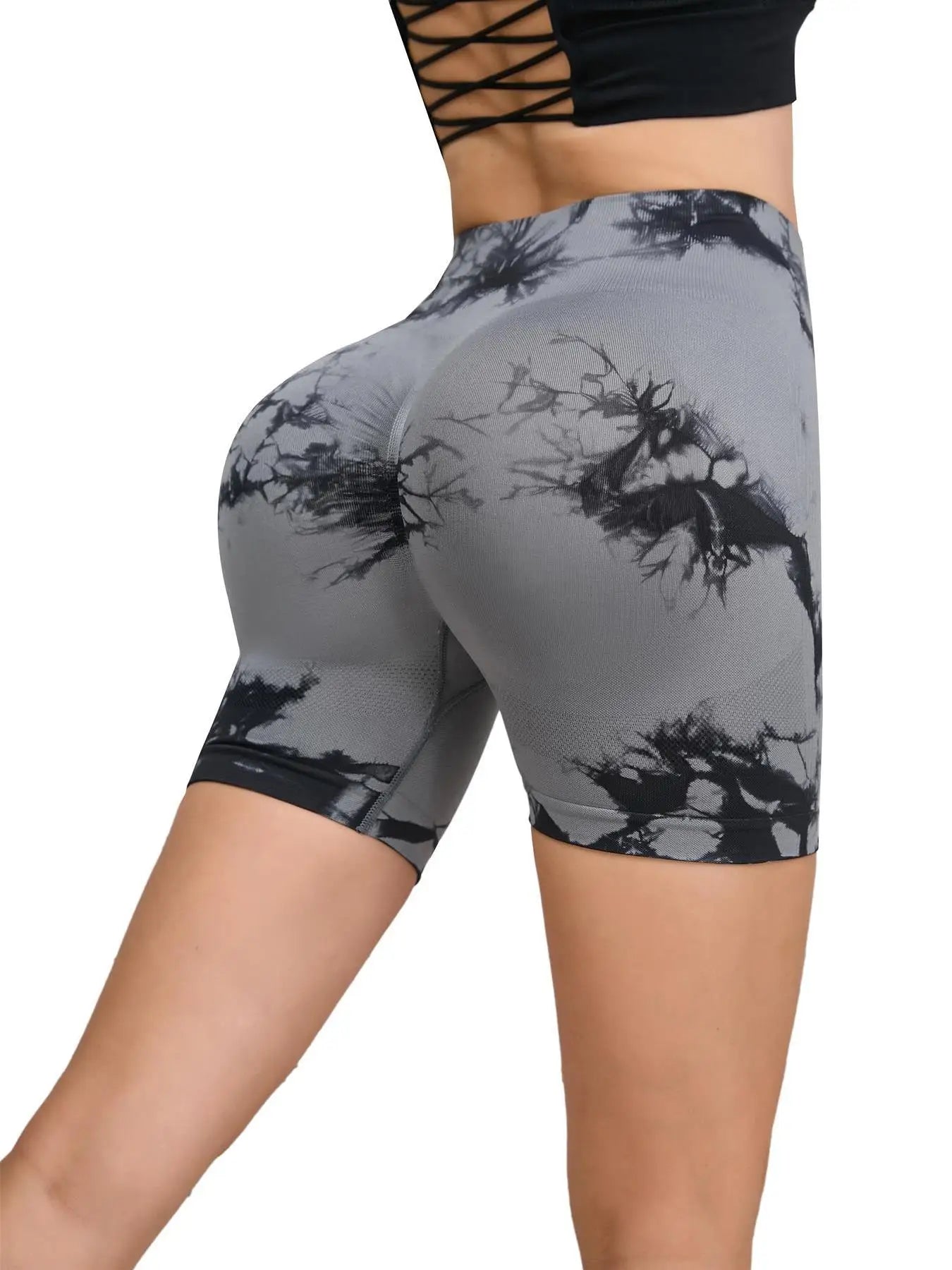 Tie-Dye Seamless High-Waist Yoga Shorts – Peach Lift