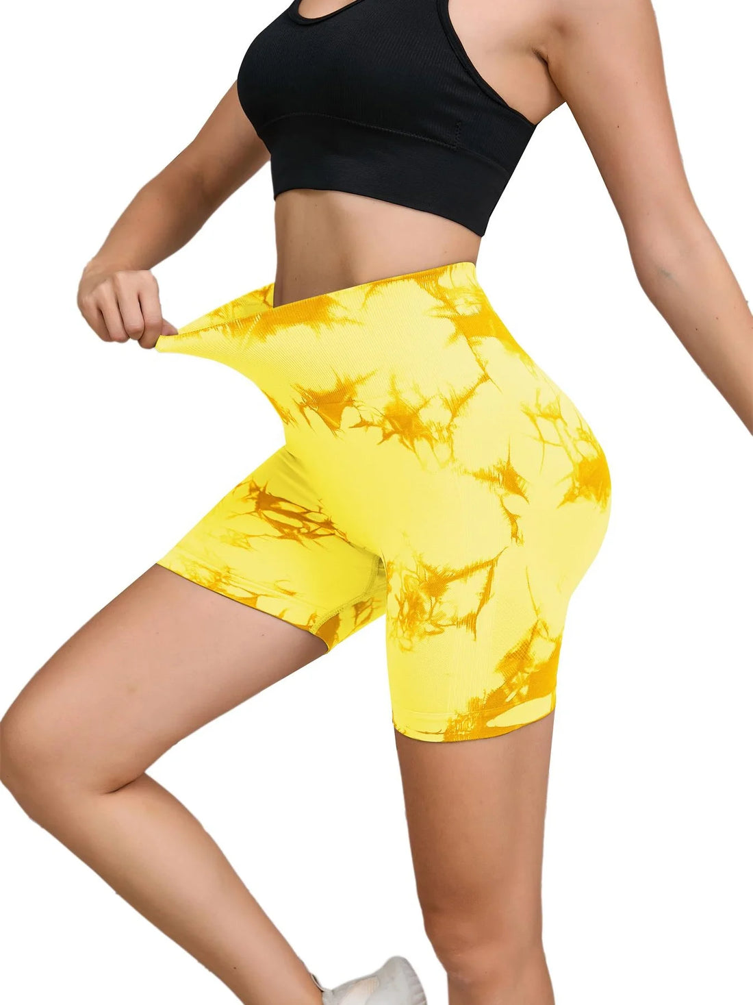 Tie-Dye Seamless High-Waist Yoga Shorts – Peach Lift