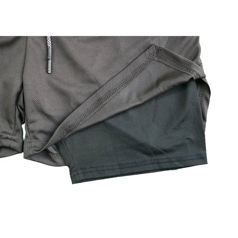 Men’s 2-in-1 Double Layer Fitness Shorts – Quick-Dry Workout Gear