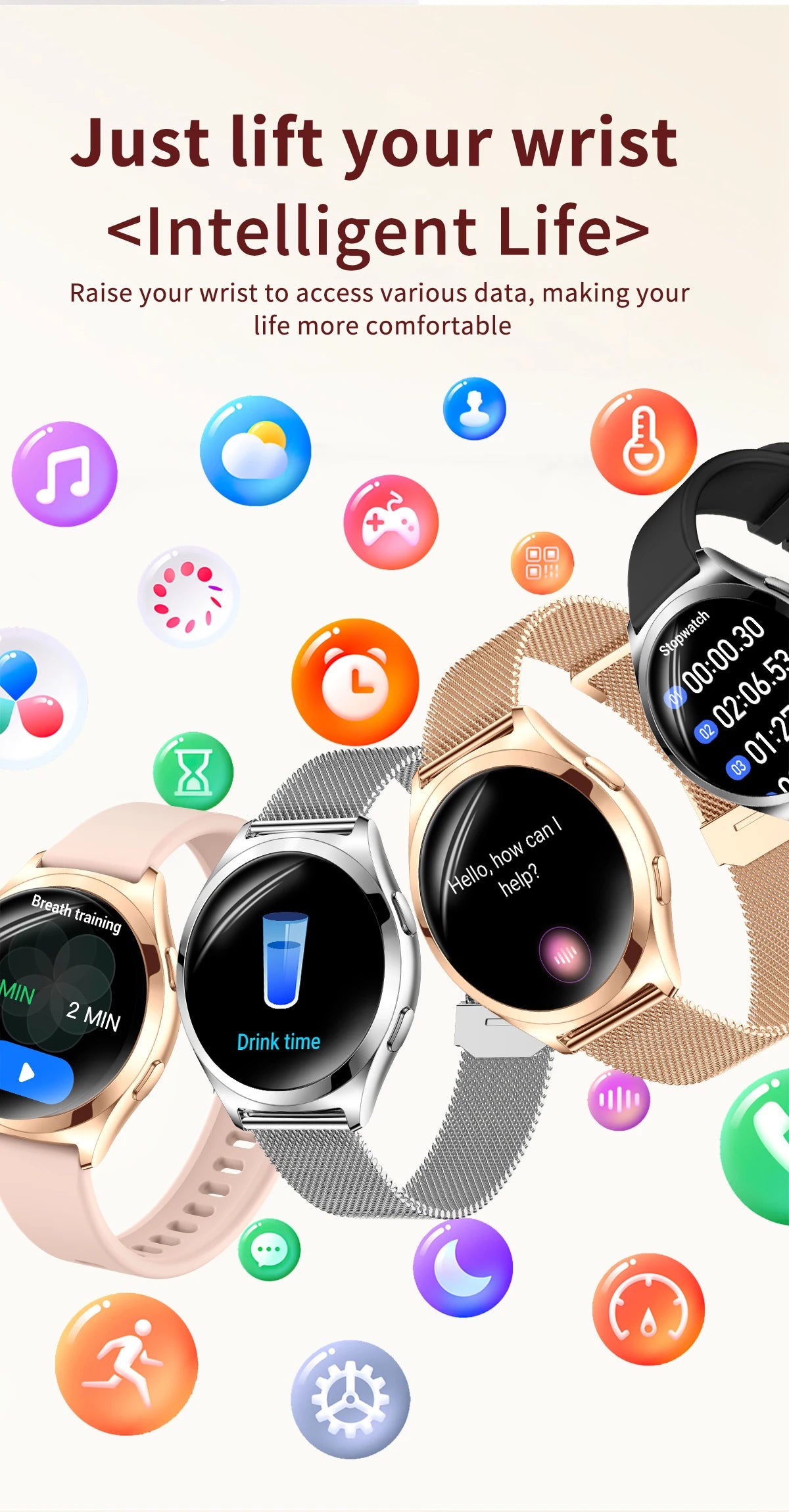 Ladies’ Bluetooth Smartwatch – Health & Outdoor Sports Tracker