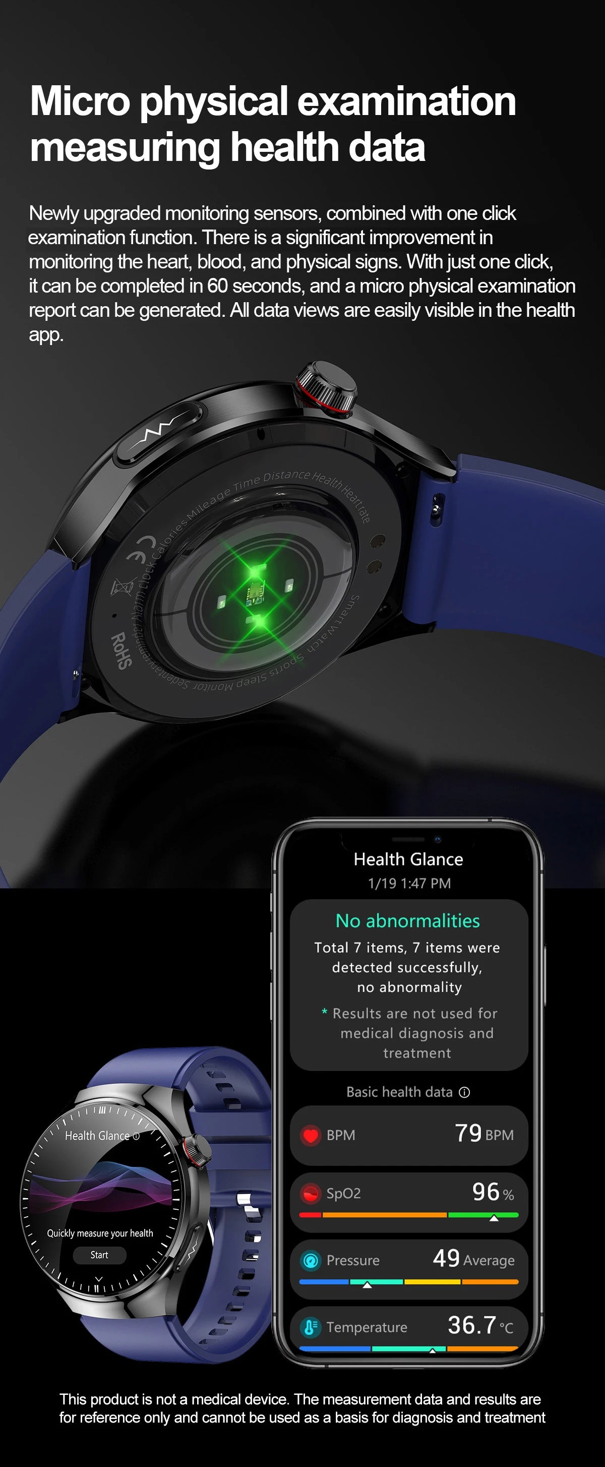 2025 Nursing-Grade Smartwatch – ECG, Blood Oxygen, Uric Acid
