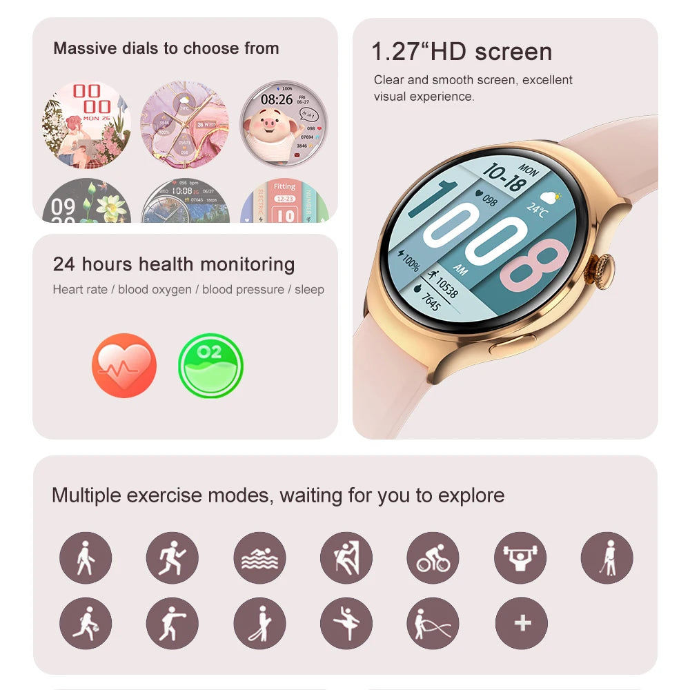2025 Women’s Smartwatch – GPS, NFC, Bluetooth Call & Health Tracker