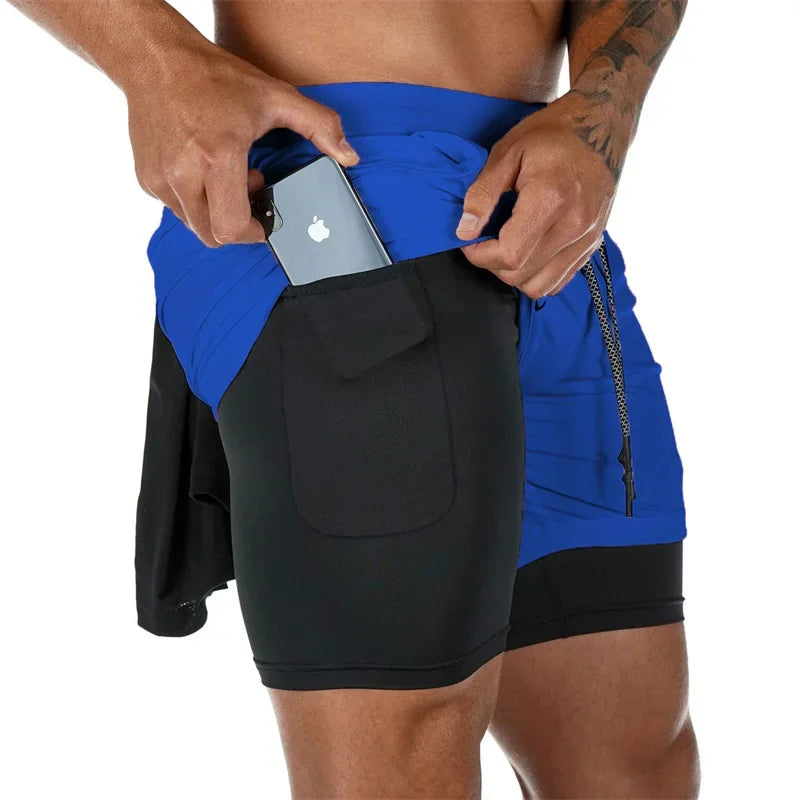 Men’s 2-in-1 Double Layer Fitness Shorts – Quick-Dry Workout Gear