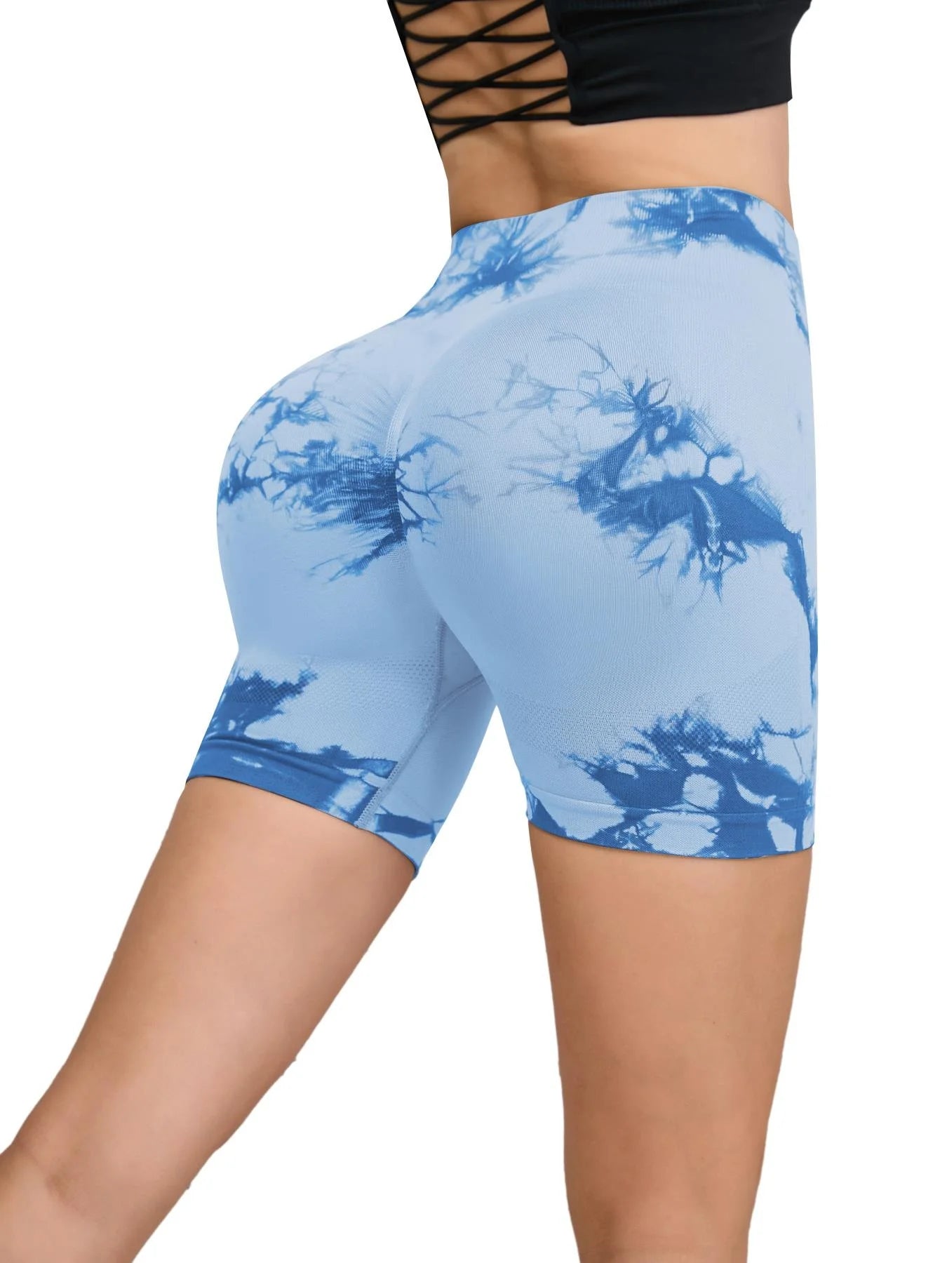 Tie-Dye Seamless High-Waist Yoga Shorts – Peach Lift