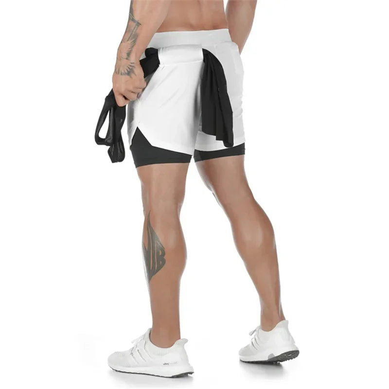 Men’s 2-in-1 Double Layer Fitness Shorts – Quick-Dry Workout Gear