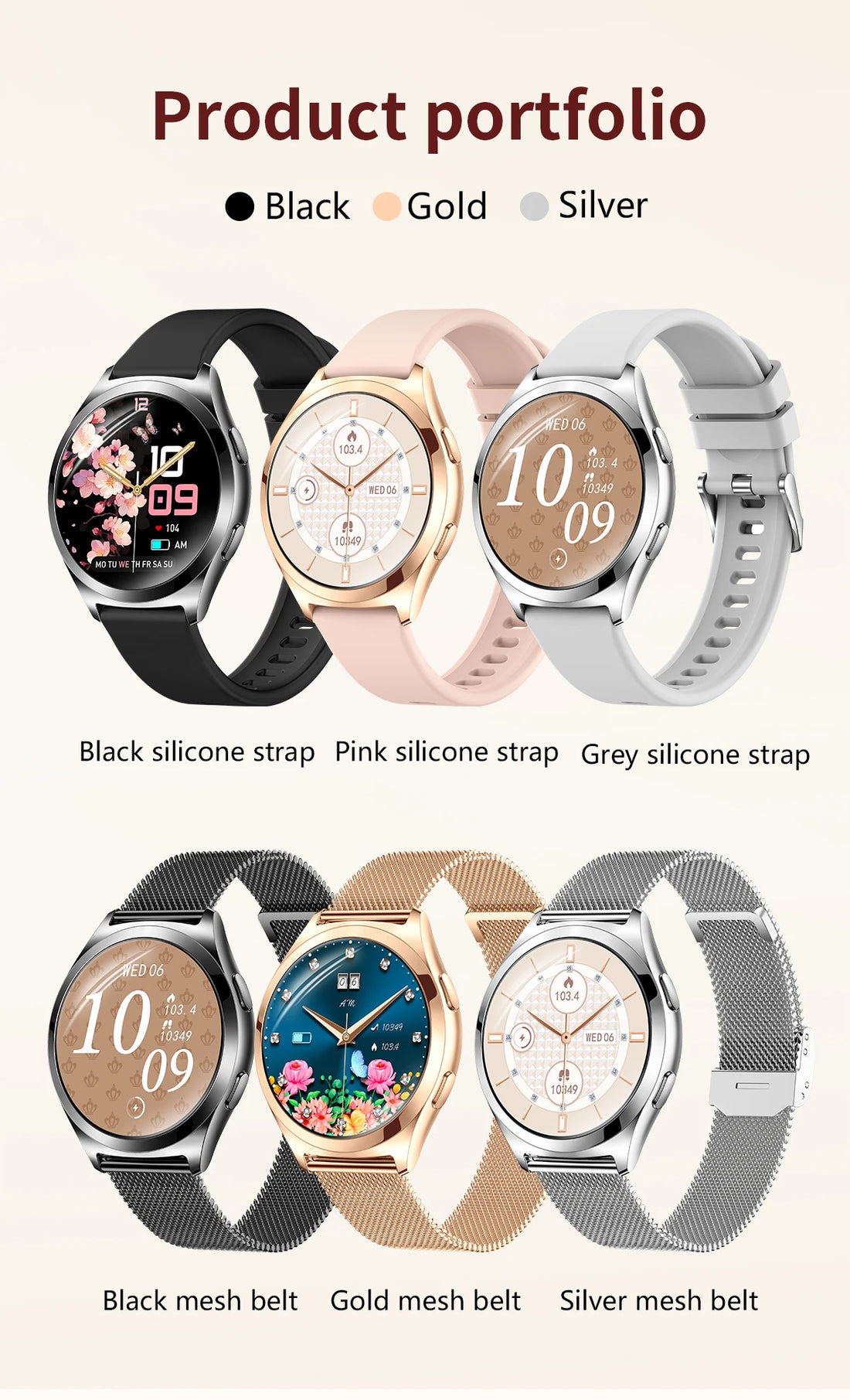 Ladies’ Bluetooth Smartwatch – Health & Outdoor Sports Tracker