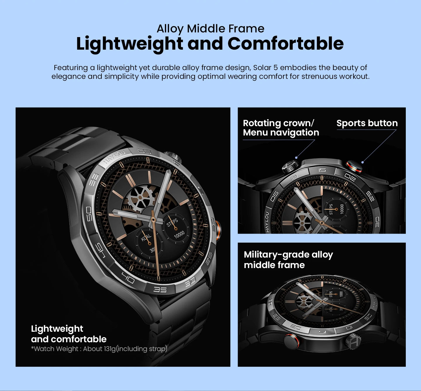 HAYLOU Solar 5 Smartwatch – 1.58" AMOLED, Voice Call, Health Tracker