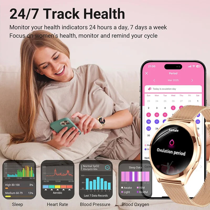Ladies’ Bluetooth Smartwatch – Health & Outdoor Sports Tracker