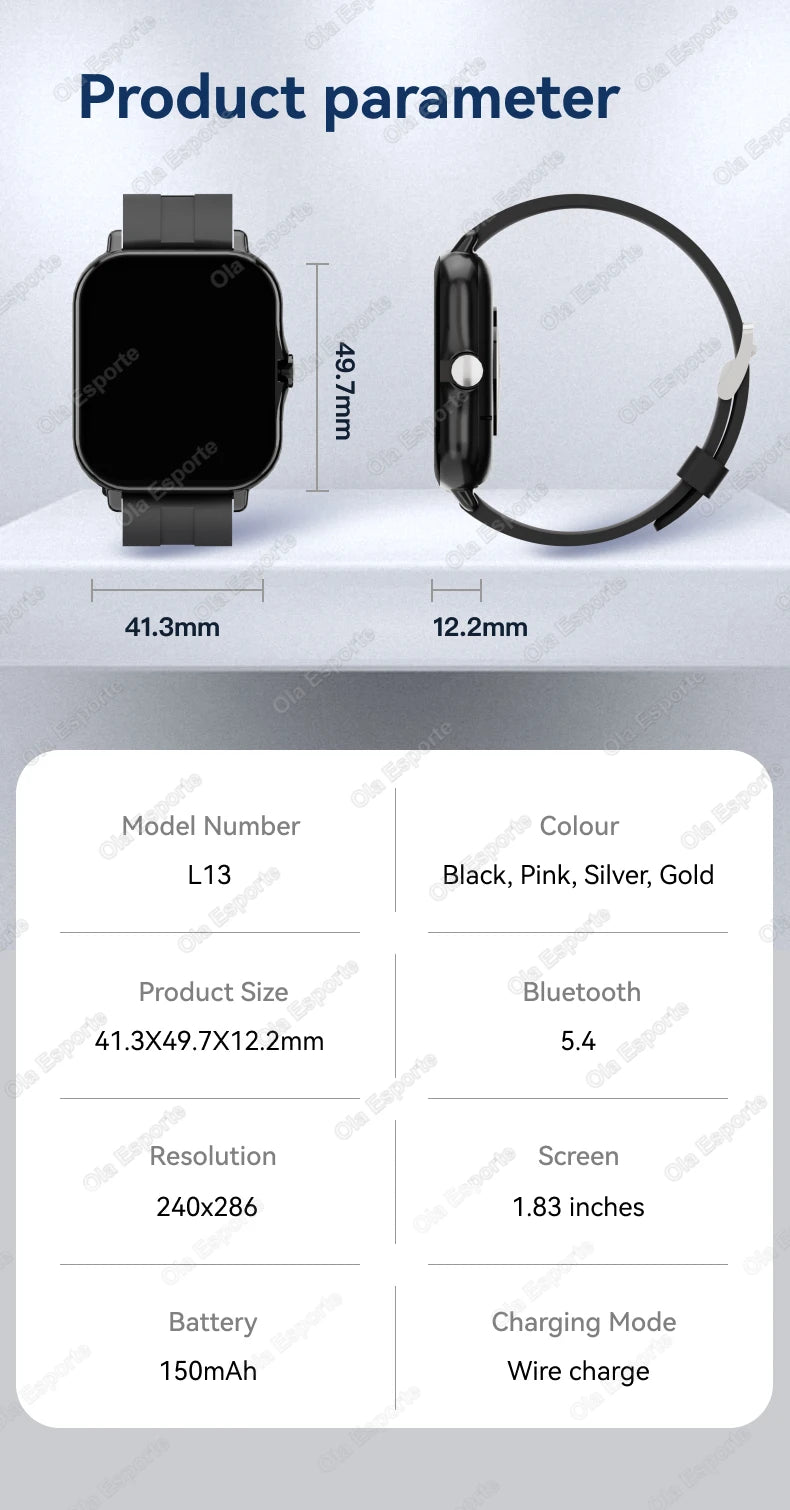 1.83" Waterproof Smartwatch – Call, Sleep & Fitness Tracker