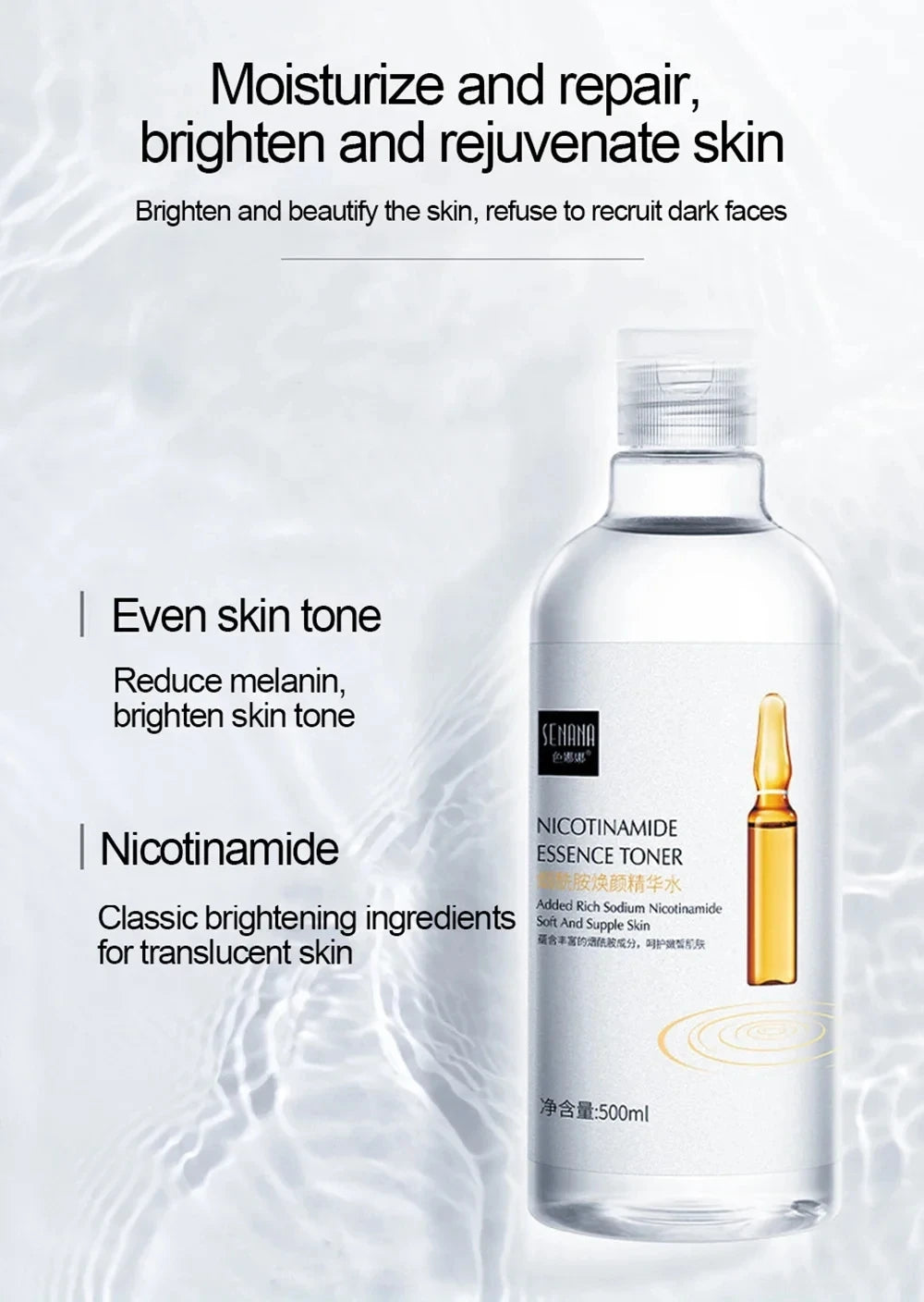 500ml Niacinamide Essence Toner – Hydrating & Brightening Facial Care