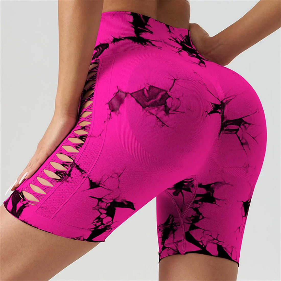 Tie-Dye Seamless High-Waist Yoga Shorts – Peach Lift