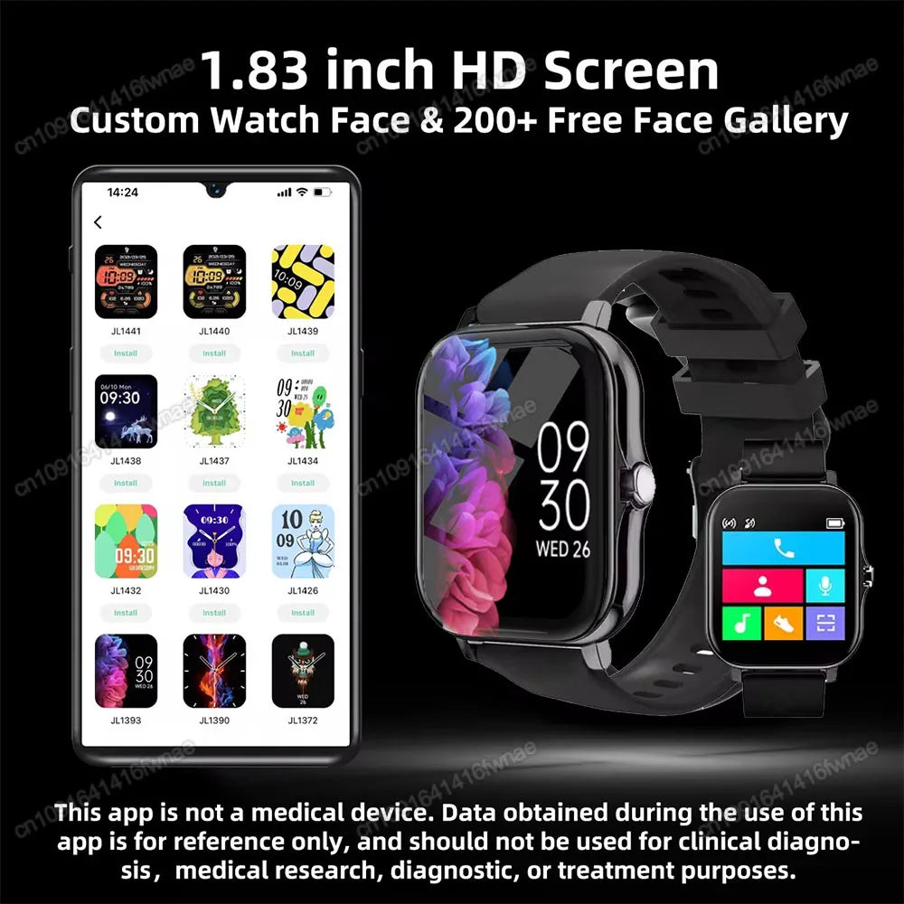 1.83" Waterproof Smartwatch – Call, Sleep & Fitness Tracker