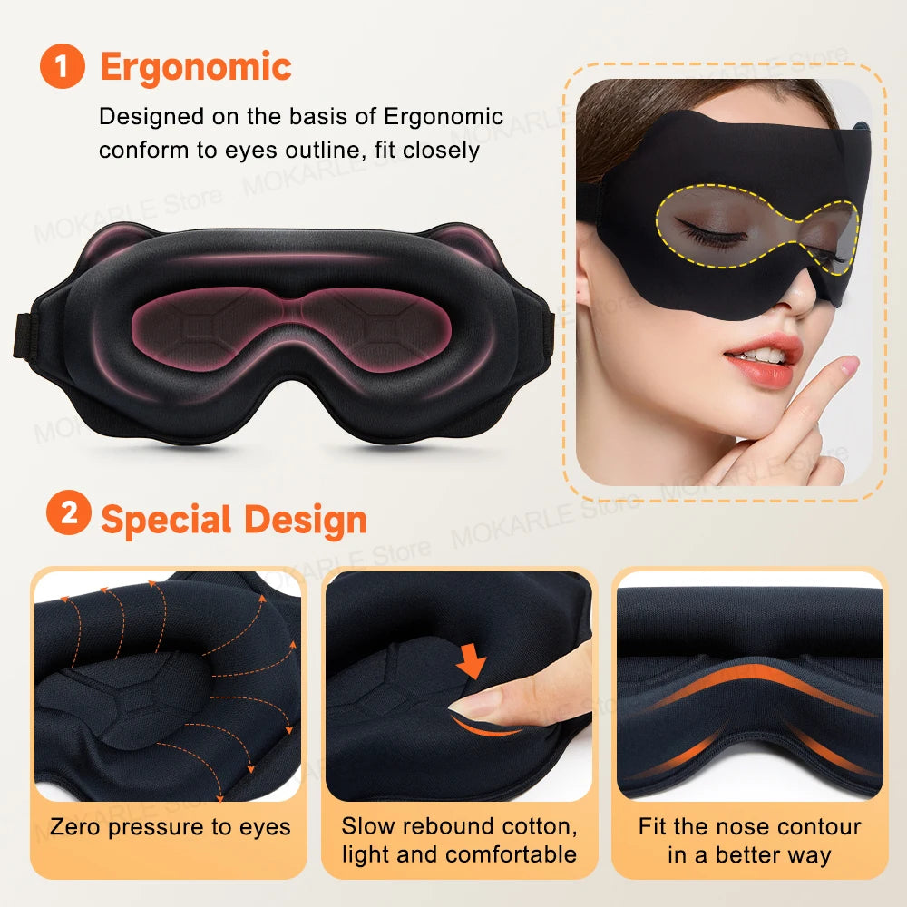 3D Contoured Sleep Mask – Light-Blocking Eye Mask