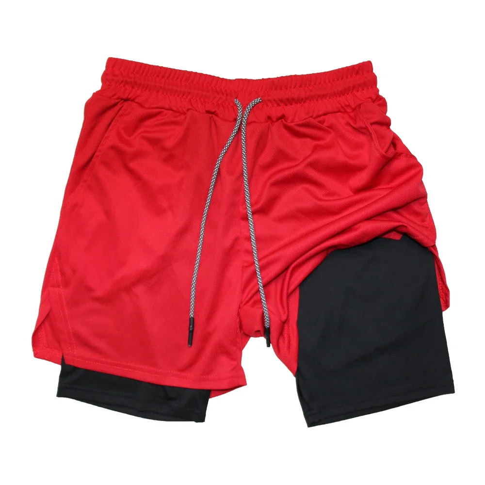 Men’s 2-in-1 Double Layer Fitness Shorts – Quick-Dry Workout Gear