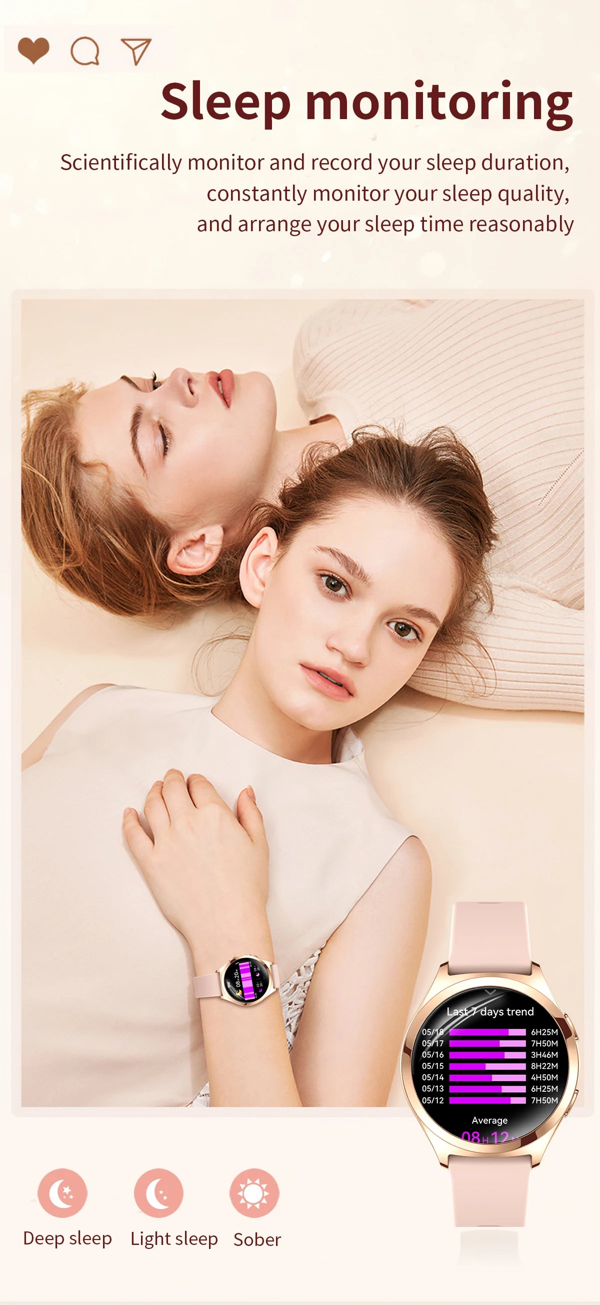 Ladies’ Bluetooth Smartwatch – Health & Outdoor Sports Tracker