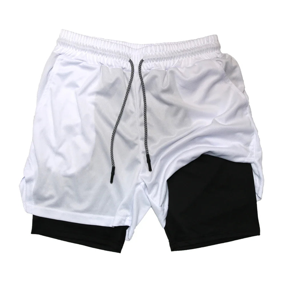Men’s 2-in-1 Double Layer Fitness Shorts – Quick-Dry Workout Gear