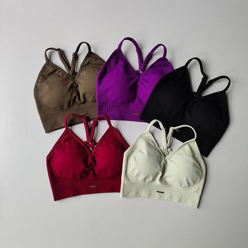 Seamless V-Neck Yoga Set – Hip-Lifting Bra & Leggings