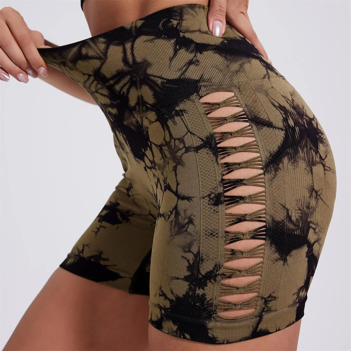 Tie-Dye Seamless High-Waist Yoga Shorts – Peach Lift