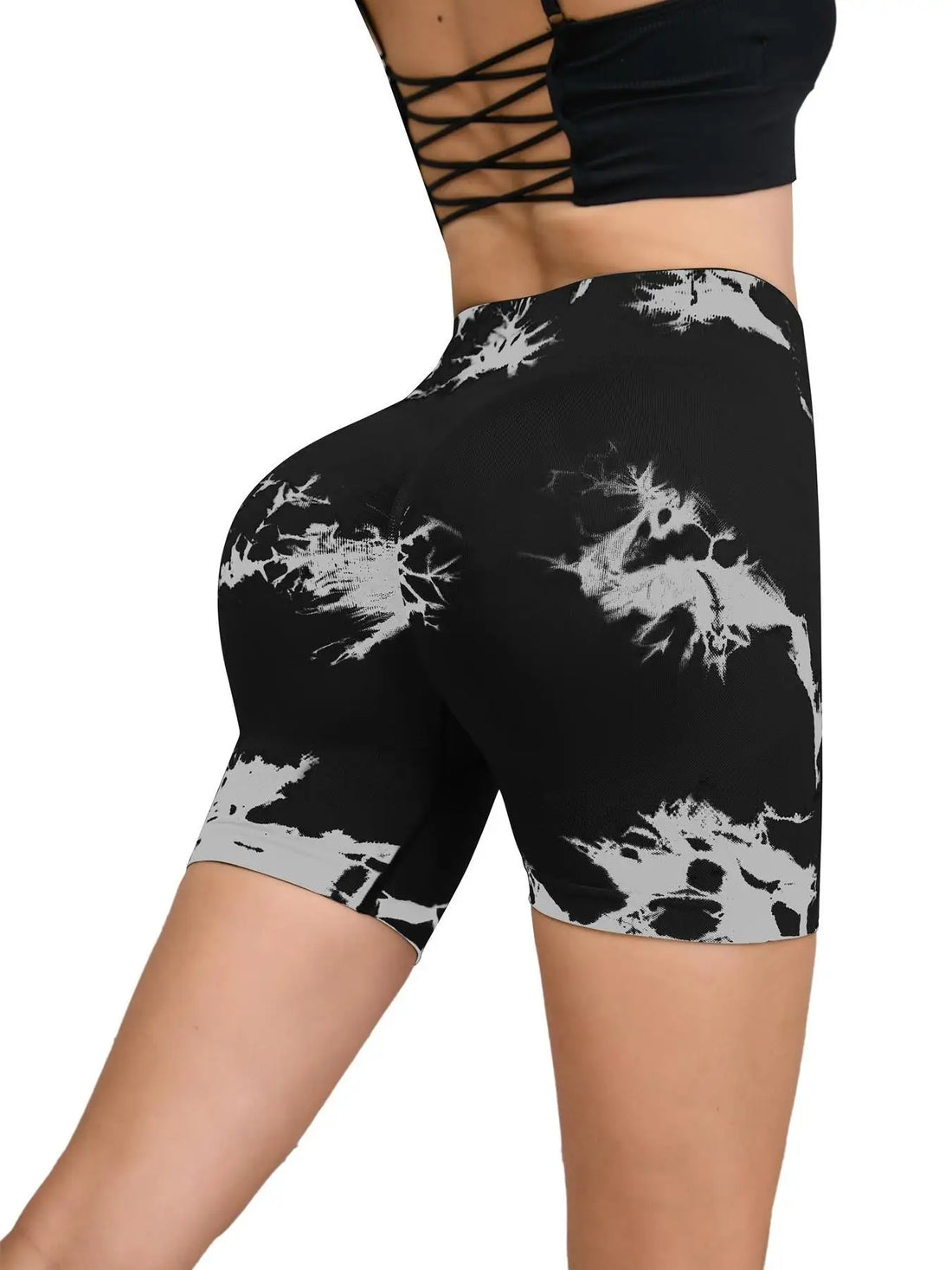 Tie-Dye Seamless High-Waist Yoga Shorts – Peach Lift