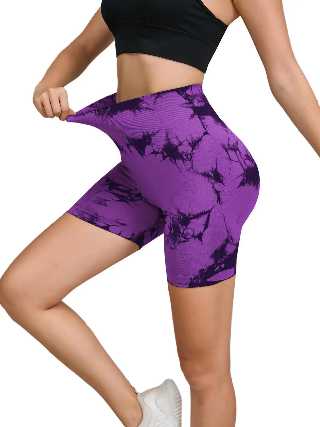 Tie-Dye Seamless High-Waist Yoga Shorts – Peach Lift