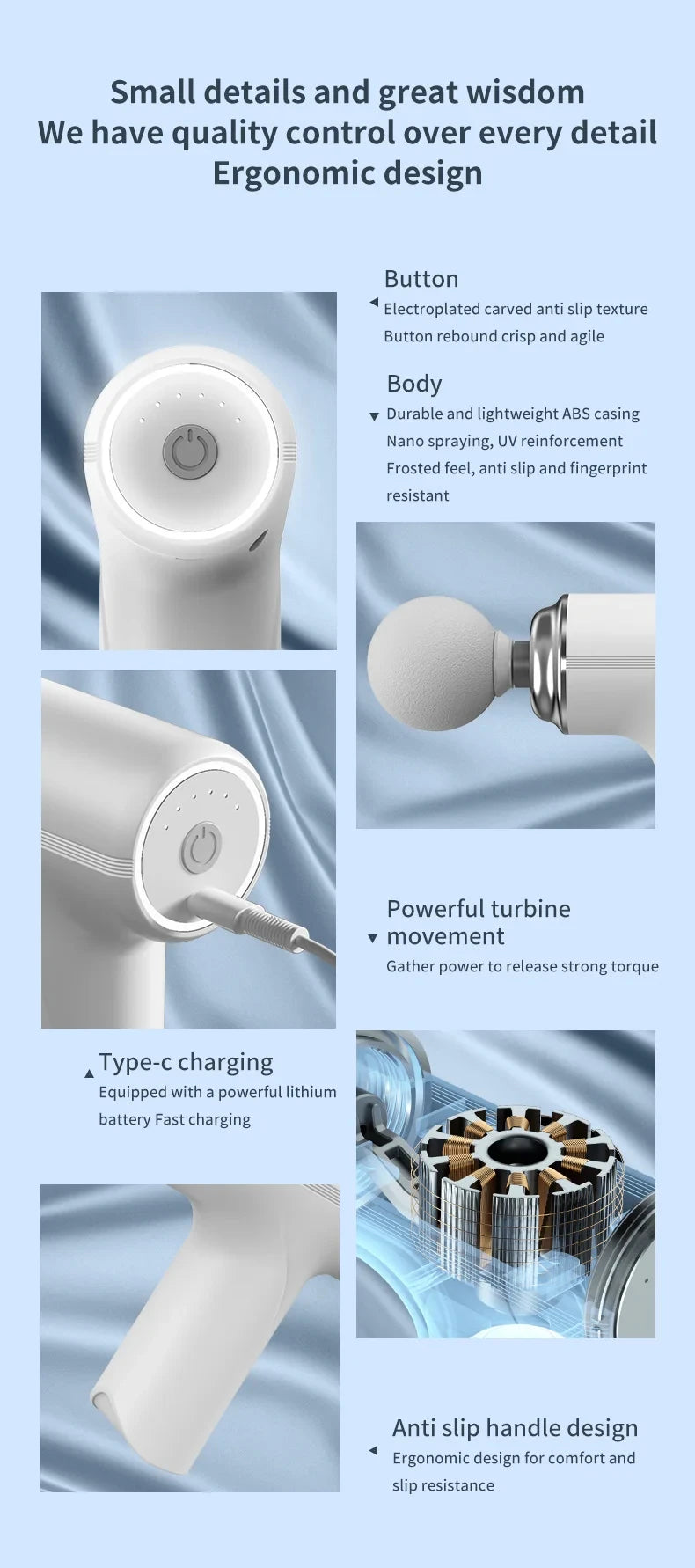 AI Smart Massage Gun with LED Light