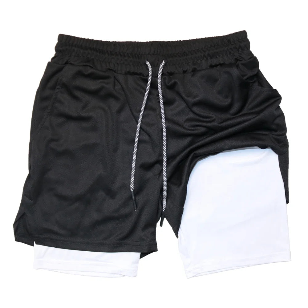 Men’s 2-in-1 Double Layer Fitness Shorts – Quick-Dry Workout Gear