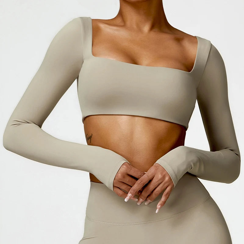 Women’s Long-Sleeve Sports Top – Yoga & Running Workout Shirt