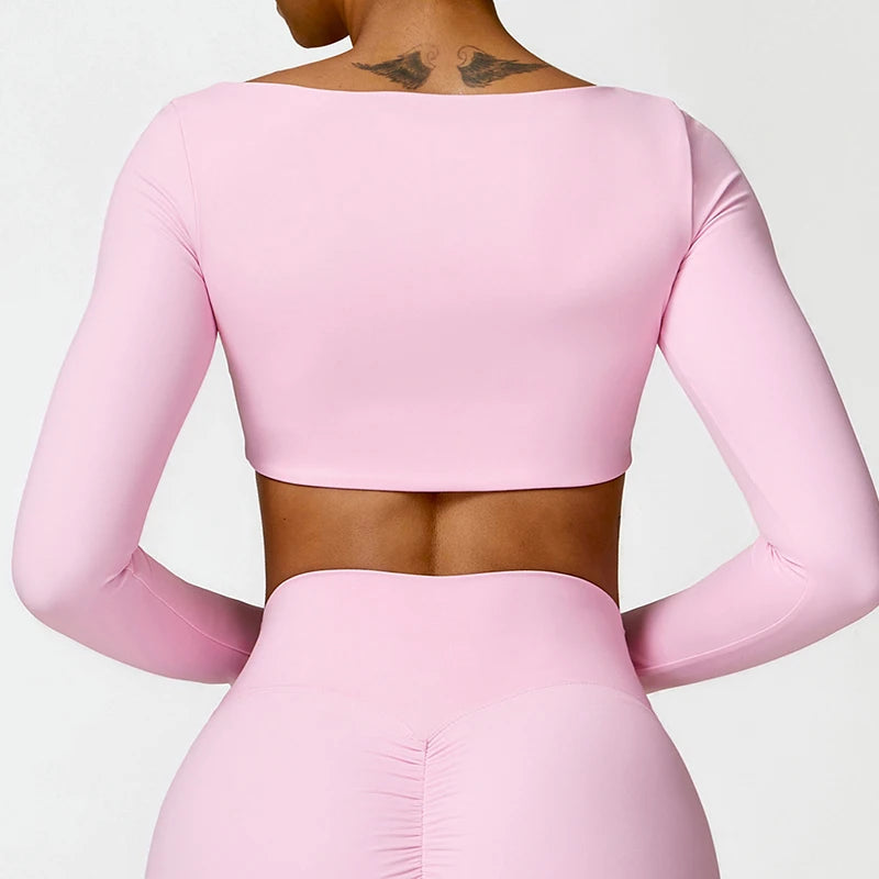 Women’s Long-Sleeve Sports Top – Yoga & Running Workout Shirt