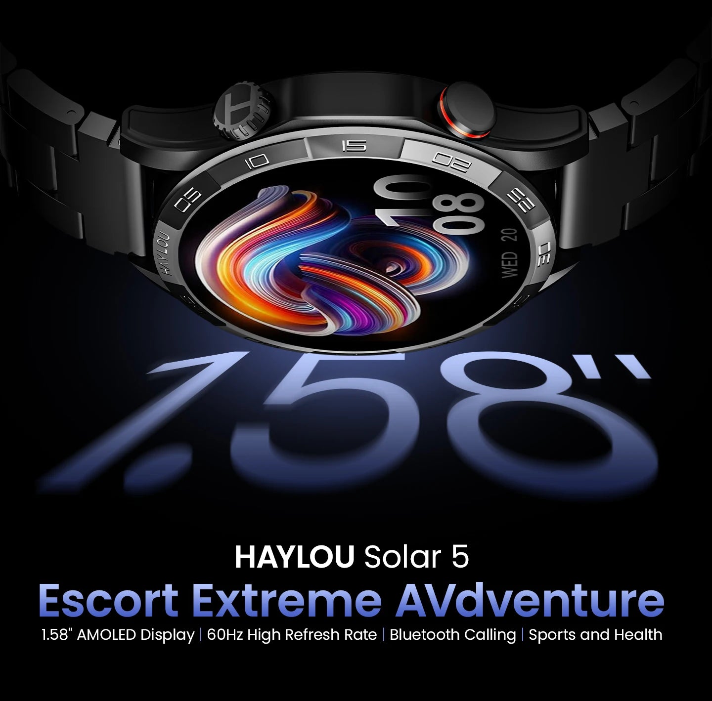 HAYLOU Solar 5 Smartwatch – 1.58" AMOLED, Voice Call, Health Tracker