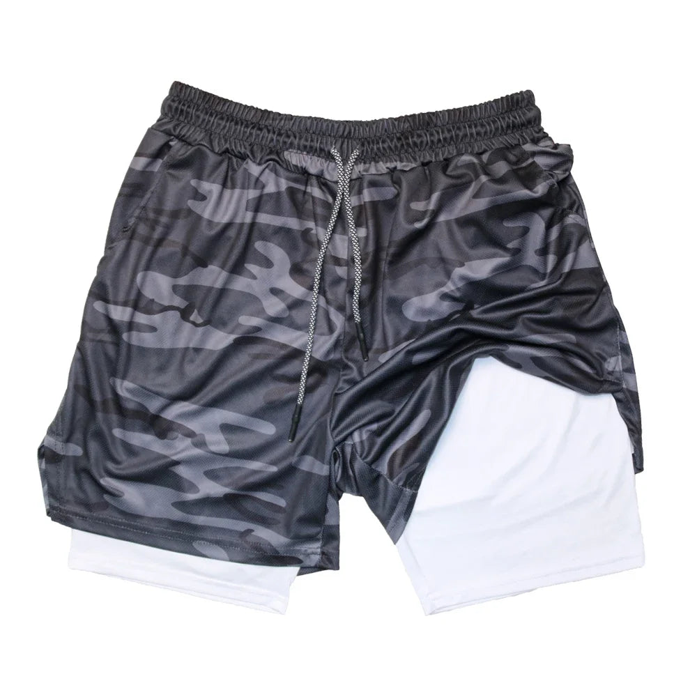 Men’s 2-in-1 Double Layer Fitness Shorts – Quick-Dry Workout Gear