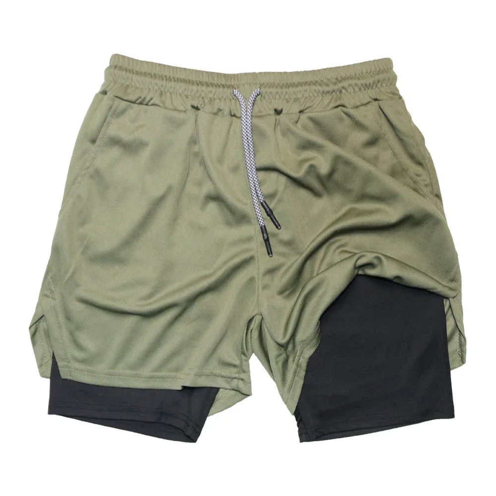 Men’s 2-in-1 Double Layer Fitness Shorts – Quick-Dry Workout Gear