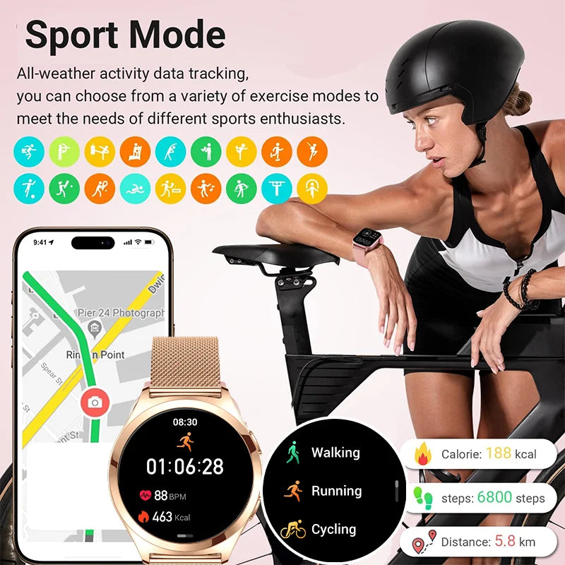 Ladies’ Bluetooth Smartwatch – Health & Outdoor Sports Tracker