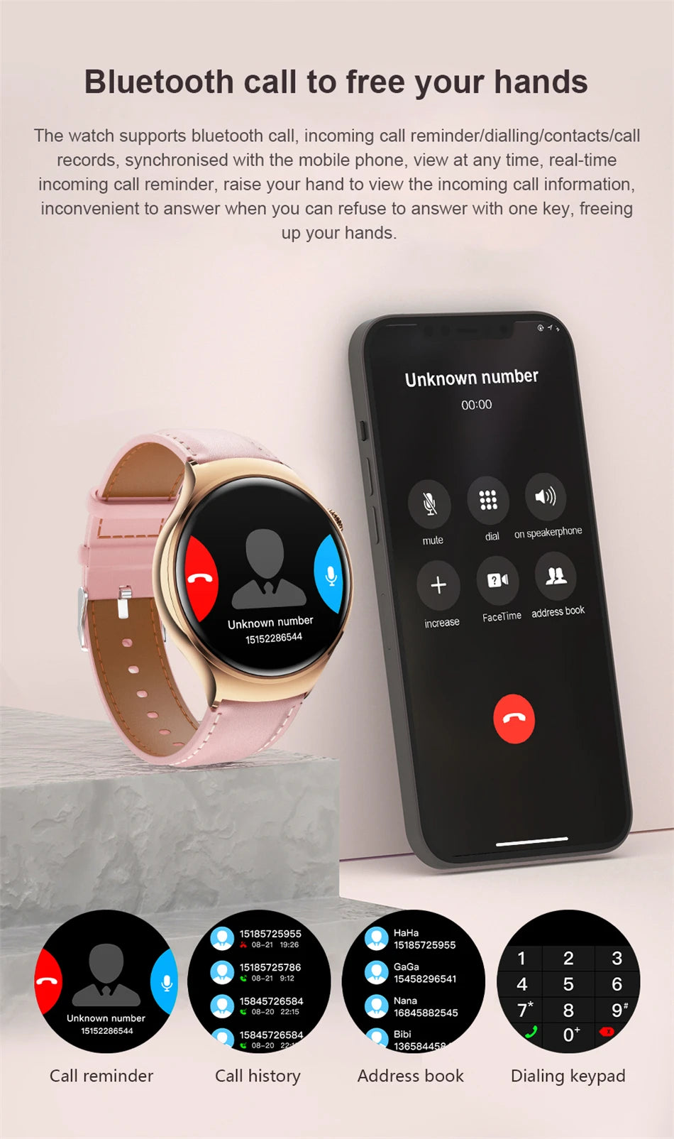 2025 Women’s Smartwatch – GPS, NFC, Bluetooth Call & Health Tracker