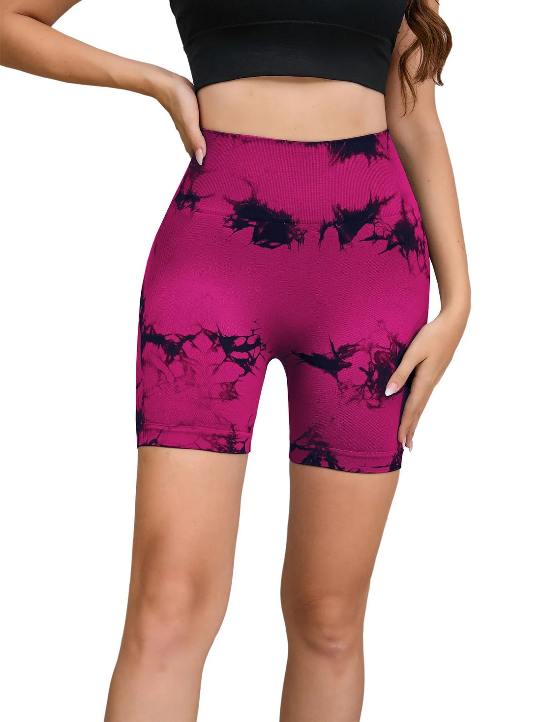 Tie-Dye Seamless High-Waist Yoga Shorts – Peach Lift